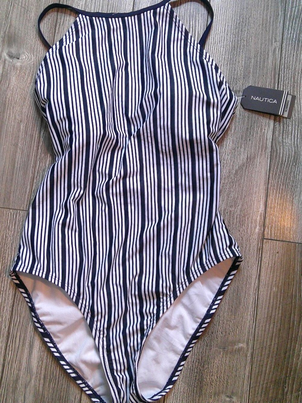 NWT "Nautica" 1-Pc SWIMSUIT Slimming/Seamless/Shaping Strappy Back Woman Sz L